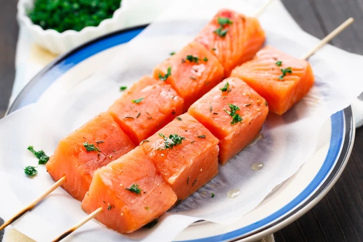 Vlees special, Zalm filet brochette